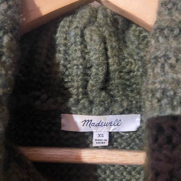 Madewell Wool Blend Somervell Modern Cable Knit Green Sweater Size X Small - Picture 5 of 6